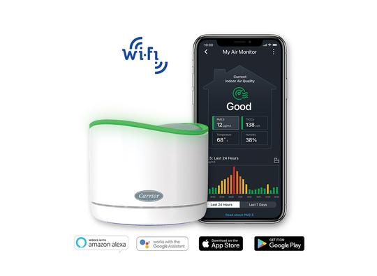 indoor air quality monitor pairing with a smart device