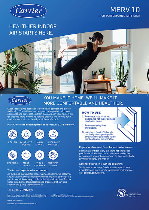 Carrier hvac outlet air filters