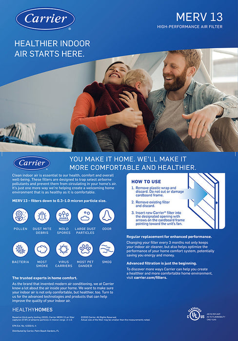 Carrier Air Filter MERV 13 Brochure